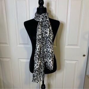 White Leopard Print Soft Scarf